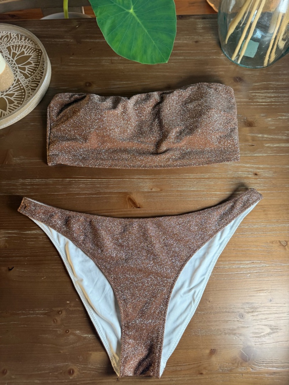 PINK Victoria's Secret Metallic Copper Bikini Top